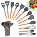 Drop Kit 12 Peças Colher para Cozinha Silicone BPA Antiferrugem Utensílios de Co