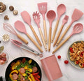 Drop Kit 12 Peças Colher para Cozinha Silicone BPA Antiferrugem Utensílios de Co