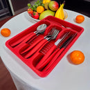 Faqueiro 24 Peças em Aço Inox com Cabos Anatômicos e Porta Talheres – Jogo Compl