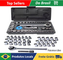 Kit Chaves Jogo Catraca Reversível canhão 1/4 Soquetes 40 Peças Maleta - Neverdi