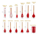 Drop Kit 12 Peças Colher para Cozinha Silicone BPA Antiferrugem Utensílios de Co