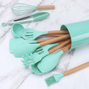 Drop Kit 12 Peças Colher para Cozinha Silicone BPA Antiferrugem Utensílios de Co