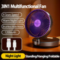 2024 Novo 5000mAh Recarregável 3IN1 Ventilador Portátil Multifuncional Ventilado