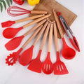 Drop Kit 12 Peças Colher para Cozinha Silicone BPA Antiferrugem Utensílios de Co