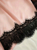 Conjunto de pijama de cetim feminino rosa lingerie sexy roupão de banho renda re