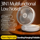 2024 Novo 5000mAh Recarregável 3IN1 Ventilador Portátil Multifuncional Ventilado
