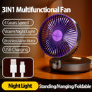 2024 Novo 5000mAh Recarregável 3IN1 Ventilador Portátil Multifuncional Ventilado