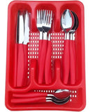 Faqueiro 24 Peças em Aço Inox com Cabos Anatômicos e Porta Talheres – Jogo Compl