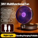 2024 Novo 5000mAh Recarregável 3IN1 Ventilador Portátil Multifuncional Ventilado