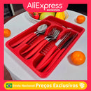 Faqueiro 24 Peças em Aço Inox com Cabos Anatômicos e Porta Talheres – Jogo Compl