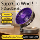 2024 Novo 5000mAh Recarregável 3IN1 Ventilador Portátil Multifuncional Ventilado